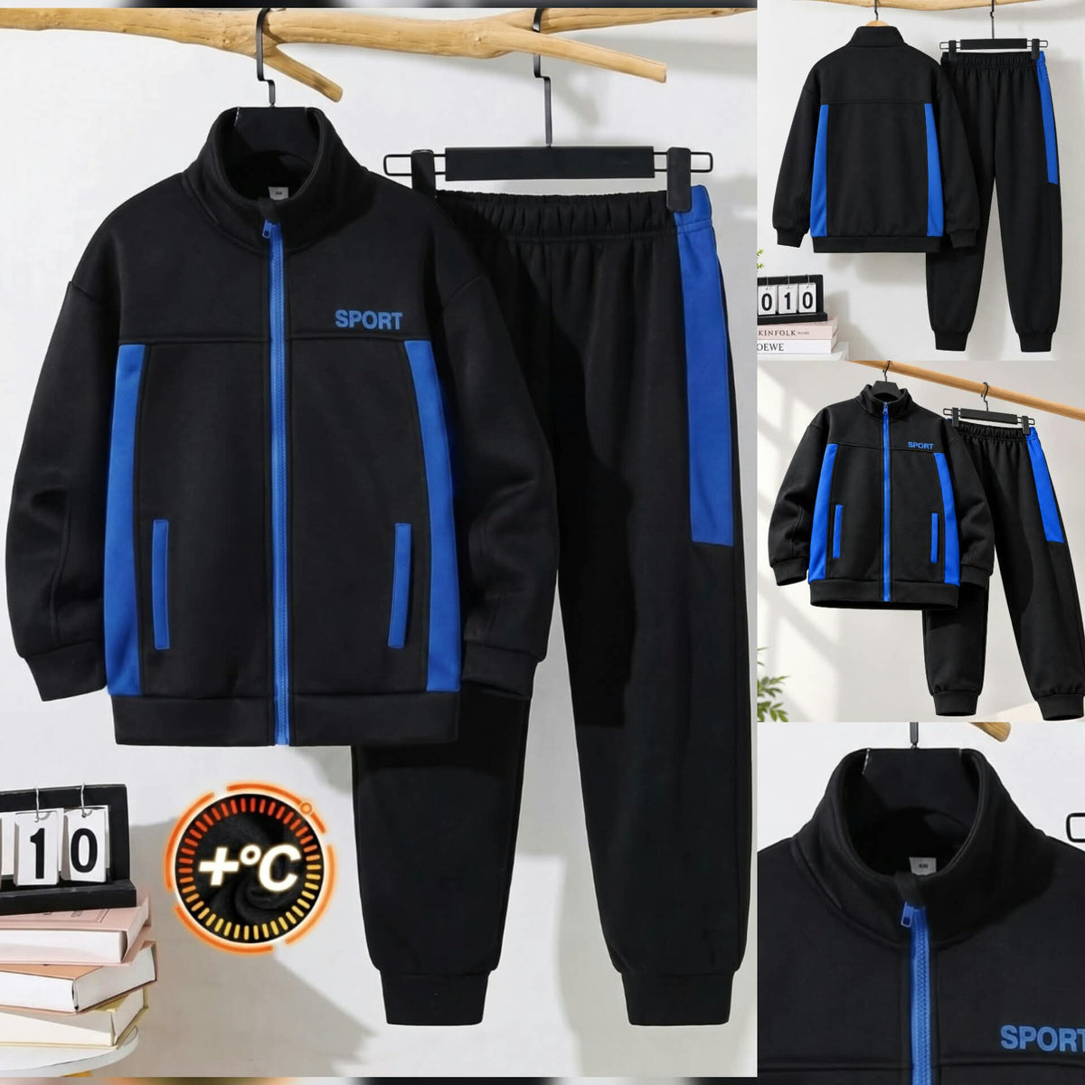 Unisex Black & Blue Winter Tracksuit