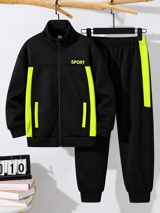 Unisex Black & Neon Green Winter Tracksuit