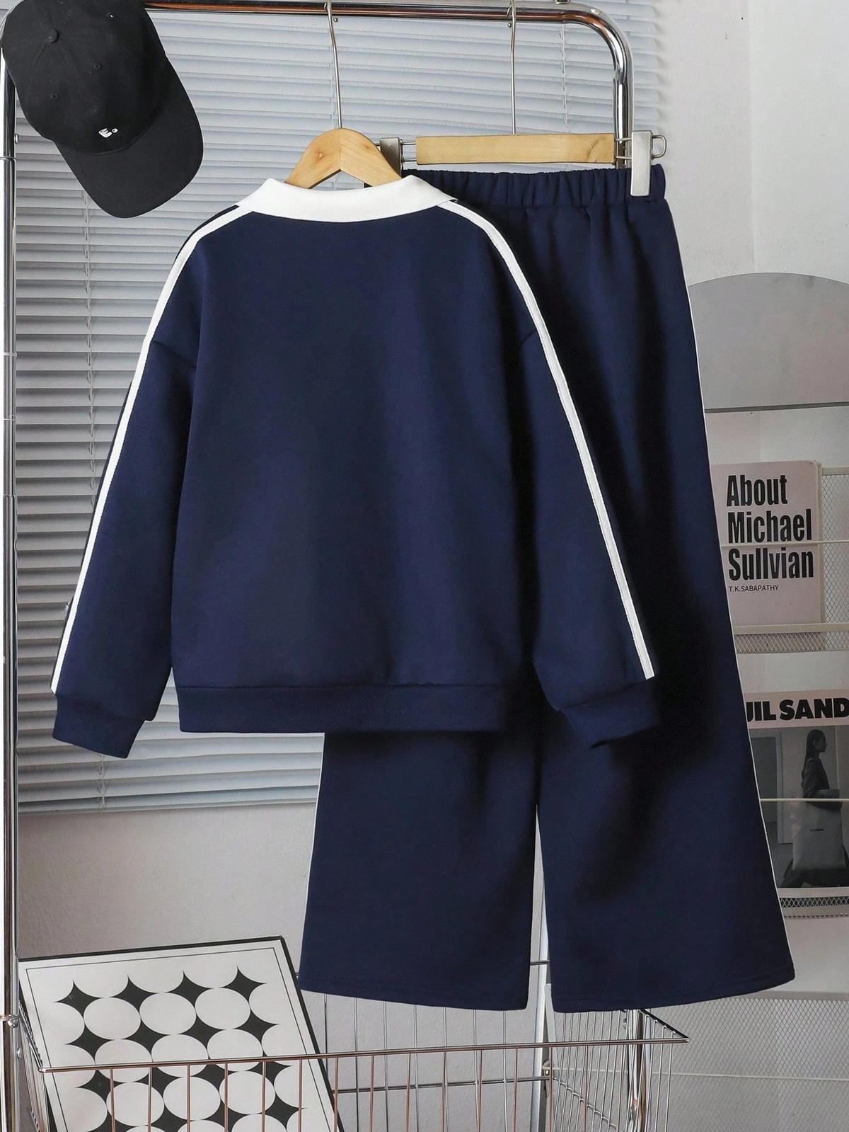 Girls Navy Blue Bow Print Co-Ord Set