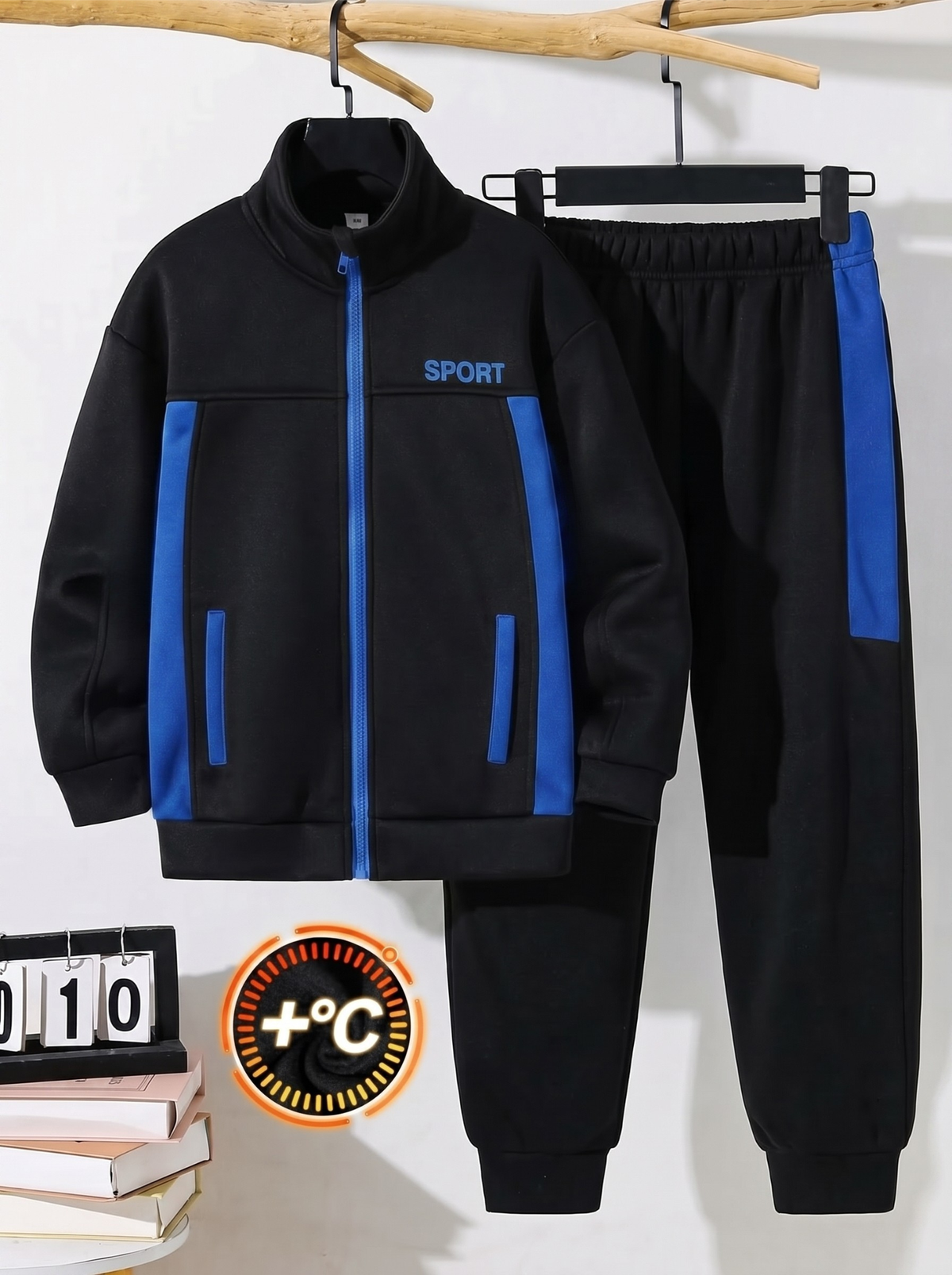 Unisex Black & Blue Winter Tracksuit