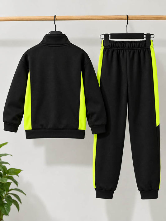 Unisex Black & Neon Green Winter Tracksuit
