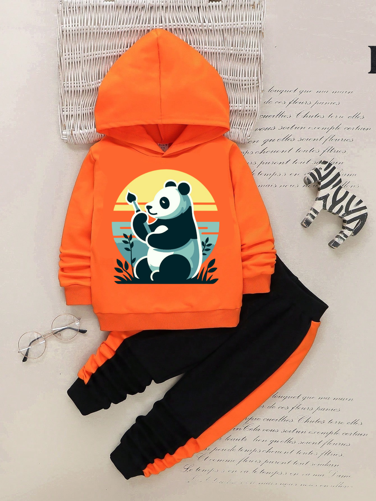 Panda Orange & Black Winter Tracksuit